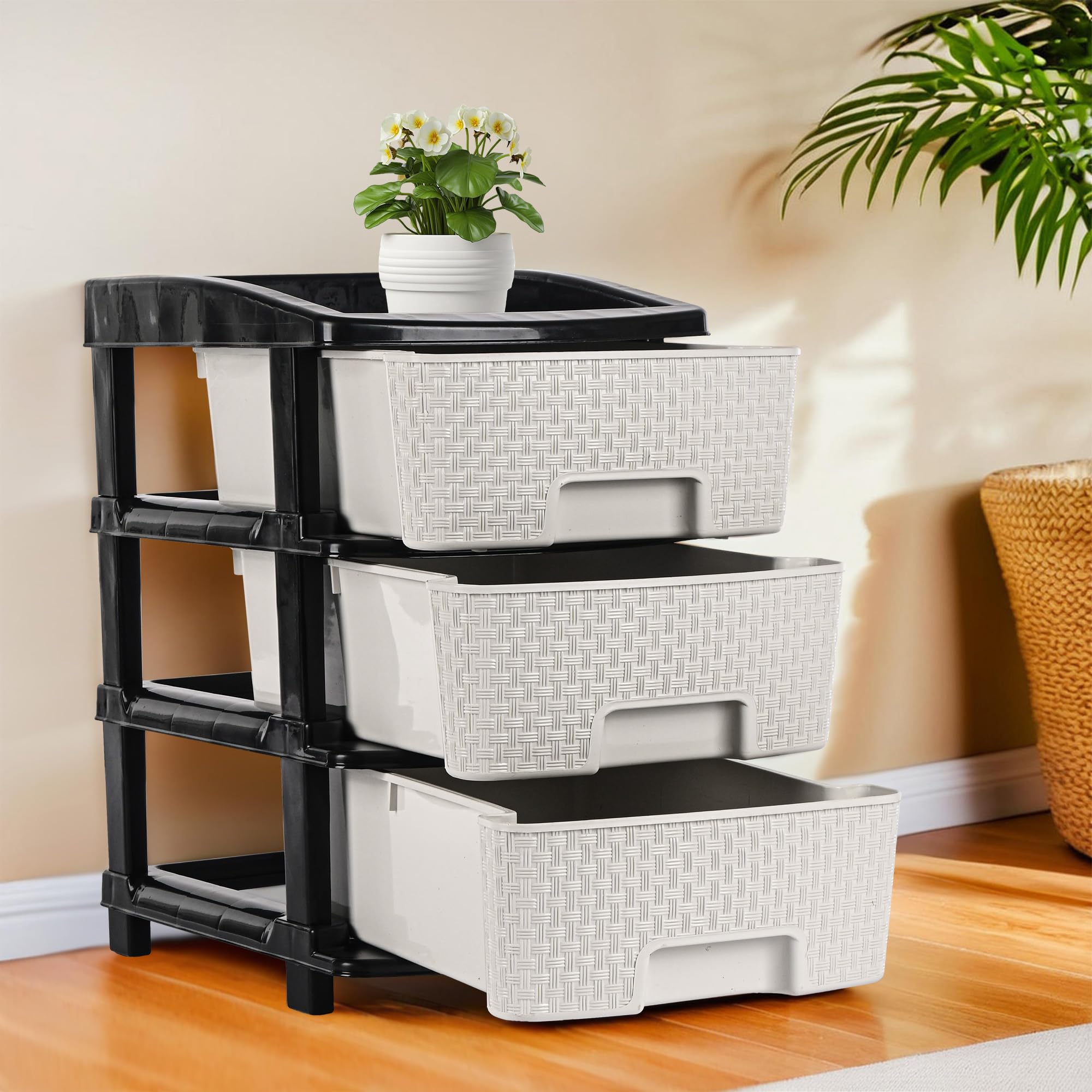 Black & White Modular Drawer - 3 Layer