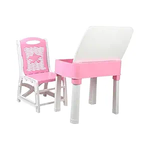 Study Table With Chair - Pink / white