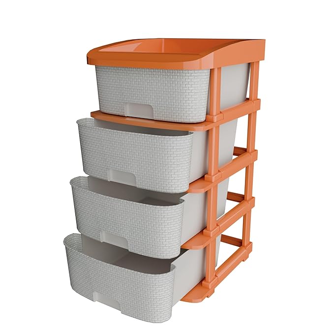 White Golden Modular Drawer - 4 Layer