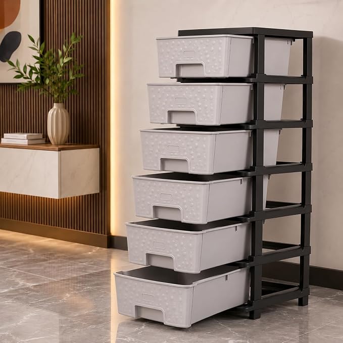 Black & White Modular Drawer - 6 Layer