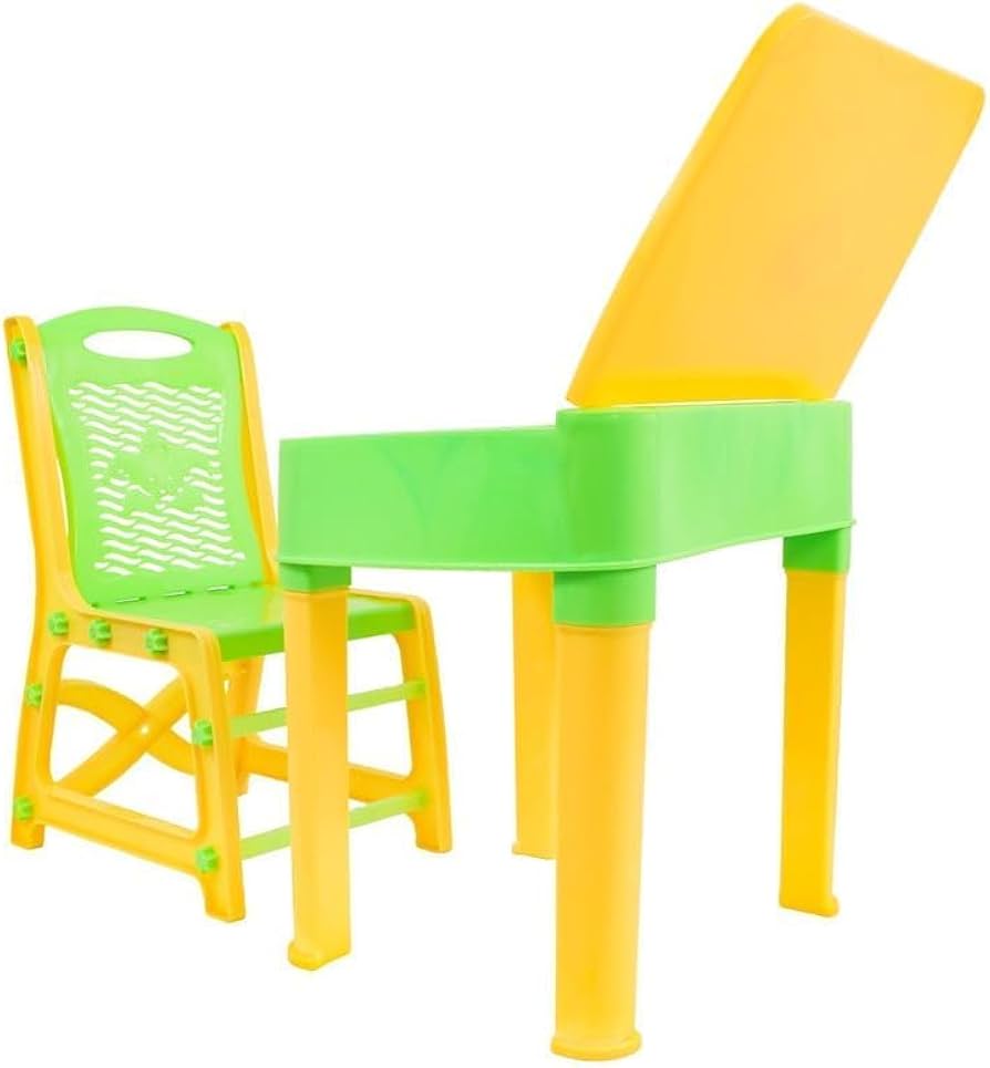 Study Table With Chair - Yellow / Green