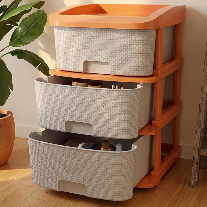 White Golden Modular Drawer - 3 Layer