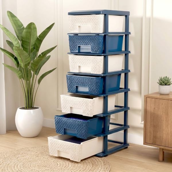 Ivory & Nany Blue Modular Drawer - 7 layer