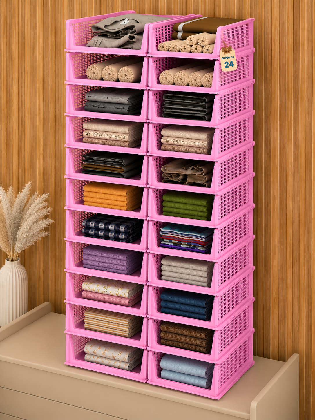 Cloth Rack / Shirt Track - Pink -24 Layer